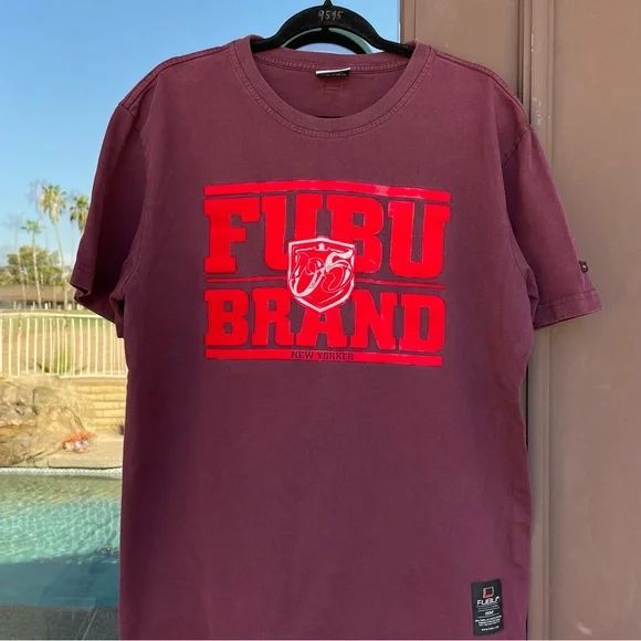 FUBU Maroon/Red Velvet Detail Graphic Tee XL - Picture 2 of 12